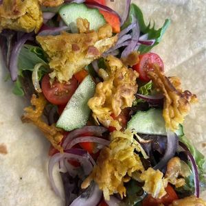 Home made onion bhaji and mango chutney wrap.
My favourite.  at PEK in Dover