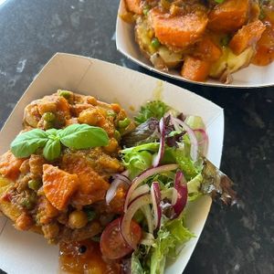 Jacket Potato with Glenn's home made Nepalese Curry. Omg so delicious.  at PEK in Dover