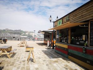 Dover Castle view from our Cabin on the Curve.  at PEK in Dover