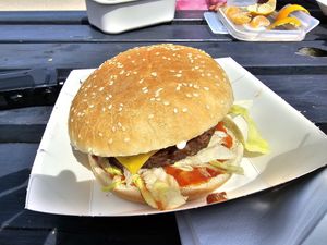 Vegan spicy burger at PEK in Dover