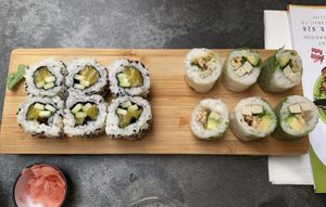 À gauche Avocat/Mangue et à droite tofu/noix/avocat  at Sushi Kawaii in Montpellier