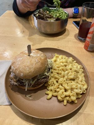 Chinese 5 spice sandwich + side of Mac and cheese  at The Wayside Cafe & Deli in Olympia
