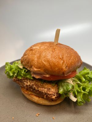 The Norma: Classic fried chickn sandwich. Our breaded tofu skin patty with lettuce, tomato, onion, pickles, and 1,000 island dressing. at The Wayside Cafe & Deli in Olympia