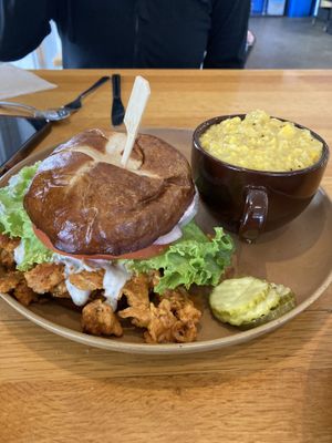 Buffalo chickn sandwich and creamed corn  at The Wayside Cafe & Deli in Olympia