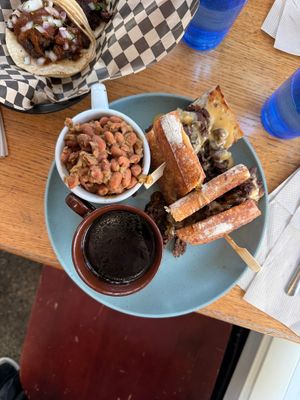 The Dip and green chili beans  at The Wayside Cafe & Deli in Olympia