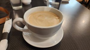 Mocha with oat milk at Lucy's in Grand Rapids