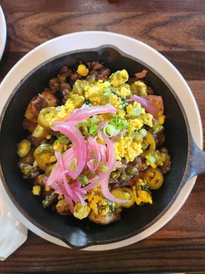 spicy hash with substitutions at Lucy's in Grand Rapids