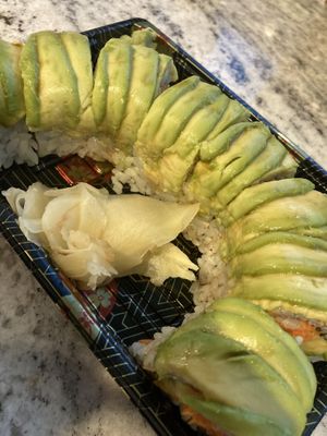 Vegan Caterpillar sushi roll   at Sunny Cafe in Boston