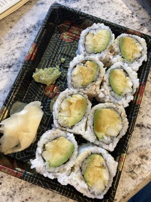 Avocado and cocumber sushi rolls  at Sunny Cafe in Boston