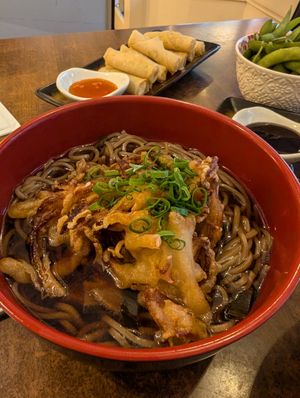 Soba and tempura veg in mushroom broth at Sushi Express in Belgrave