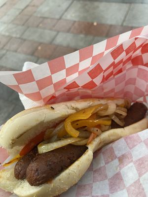 Chorizo dog #Veganuary at Dog in the Park in Seattle