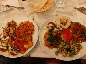 Veggie mezze platters at Libanezza in Antwerpen