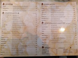 Menu as of october 2021 at Libanezza in Antwerpen