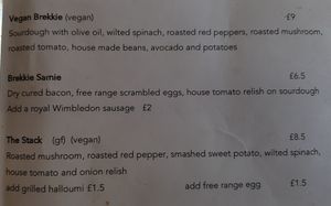 Vegan options at Coolangatta Cafe in South West London