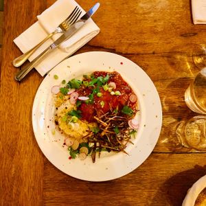 Ratatouille with wild thyme and fries of leeks at Le Caboulot de la Serendipite in Nimes