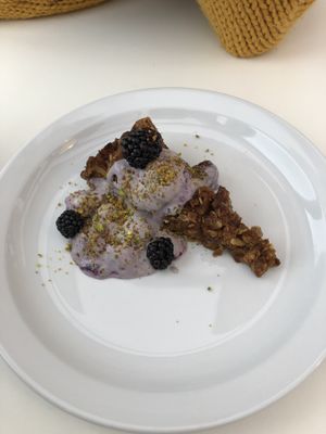 Apple crumble caramel tart, fantastic mix of flavour at Offbeet - New Forest in Southampton