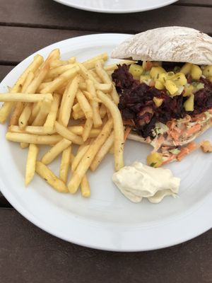 Burger and fries at Offbeet - New Forest in Southampton