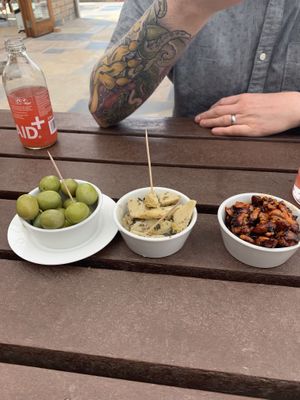 Olives, artichokes and nuts  at Offbeet - New Forest in Southampton