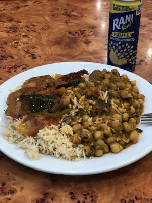Aubergine and chickpea curries   at The Mosque Kitchen in Edinburgh