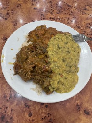 Mushroom curry, okra curry and lentil curry. Fast and great value.   at The Mosque Kitchen in Edinburgh