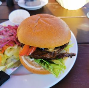 Burger at La Vieille Usine in Perce