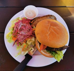 Burger at La Vieille Usine in Perce