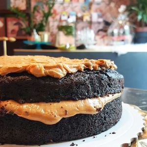 Chocolate and peanut butter cake!  at Bombon in Madrid