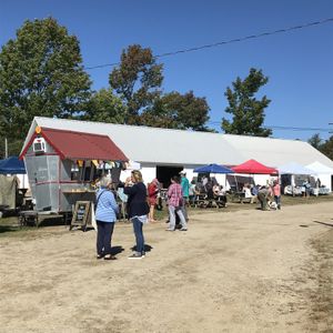 Fairgrounds tents at Blue Hill Farmer's Market in Blue Hill