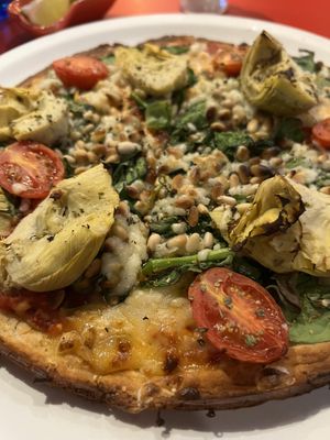 Close up - the roasted pine nuts really make this a home run!   at Polina Pizzeria in Quebec