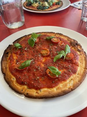 Margarita with no cheese, GF vegan crust  at Polina Pizzeria in Quebec