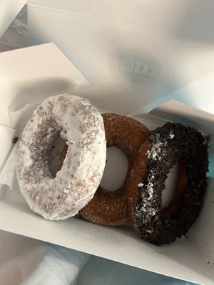 powdered sugar, cinnamon sugar and oreo donuts  at Maverick's Donut Company - Byward Market in Ottawa