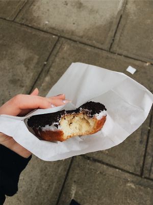 Oreo flavoured donut (vegan) at Maverick's Donut Company - Byward Market in Ottawa