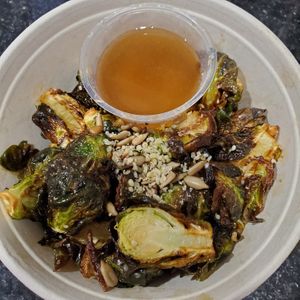 Roasted Brussel Sprouts with side sauce at The Nest in Ojai