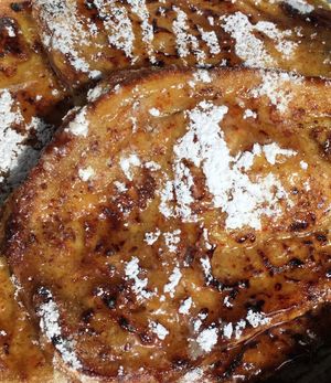 French toast weekend’s only  at Thank Goodness It's Vegan in Goshen