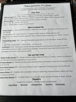Menu  at Thank Goodness It's Vegan in Goshen