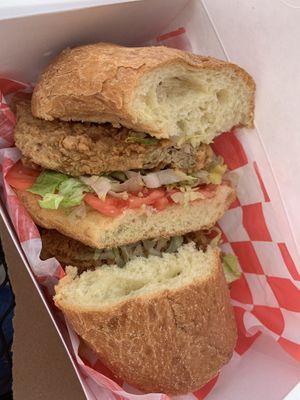 Chick’n sandwich  at Thank Goodness It's Vegan in Goshen