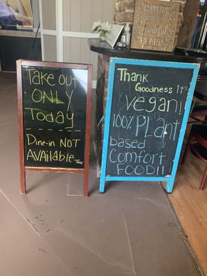Signs  at Thank Goodness It's Vegan in Goshen