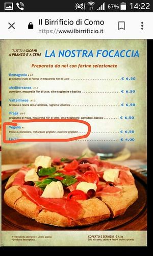 Vegan focaccia at Il Birrificio di Como in Como