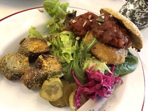 Gluten-free vegan burger  at Vegan - Jahamoon in Seoul