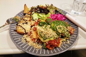 The lavish, luxurious lasagna: 
colour, texture, and fresh hot flavour! at Vegan - Jahamoon in Seoul