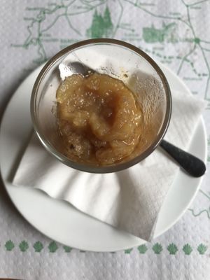 The vegan dessert option- an apple compote. Flavorful and delicious! at Garigolo in Santiago De Compostela