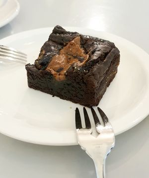 Peanut butter brownie at Veganique in Seoul