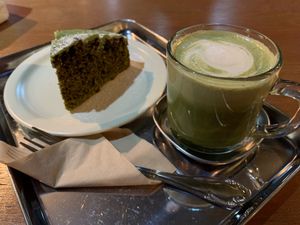 Green tea latte. Ask for soy milk! at Veganique in Seoul