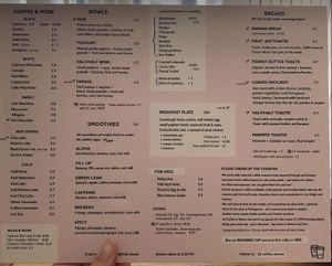Menu at Coffee & Waves in Lagos