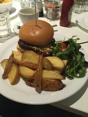 Seitan “sandwich” with chips  at Loving Food in Stirling