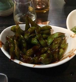 Veganized spicy edamame upon request  at Musume in Dallas