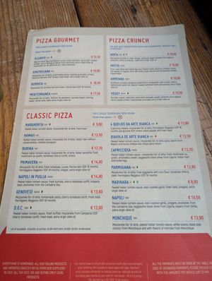 Menu at Arte Bianca in Aljezur