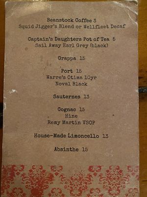 Dessert drinks  at Terra Luna in North Truro