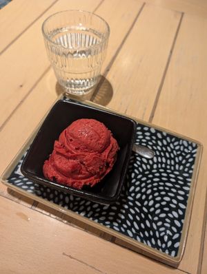Raspberry sorbet at Marshall's Gelato in Sarajevo