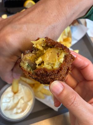 Vegan vol au vent croquette at Frituur Tartaar in Ghent